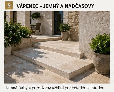 Vápencová dlažba na terasu a vonkajšie schody z prírodného kameňa